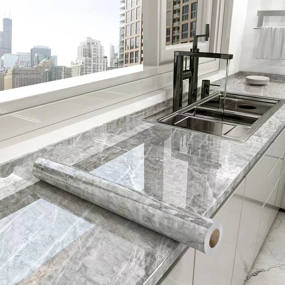 40cm Marble Kitchen Oil-Proof Film Stove Waterproof Moisture-Proof Self-Adhesive Wall Stickers Contact Paper For Decorative Film
