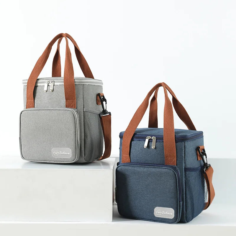 1pc Outdoor thickened lunch box bento bag with high square insulation outdoor fresh-keeping lunch bag can be carried by hand