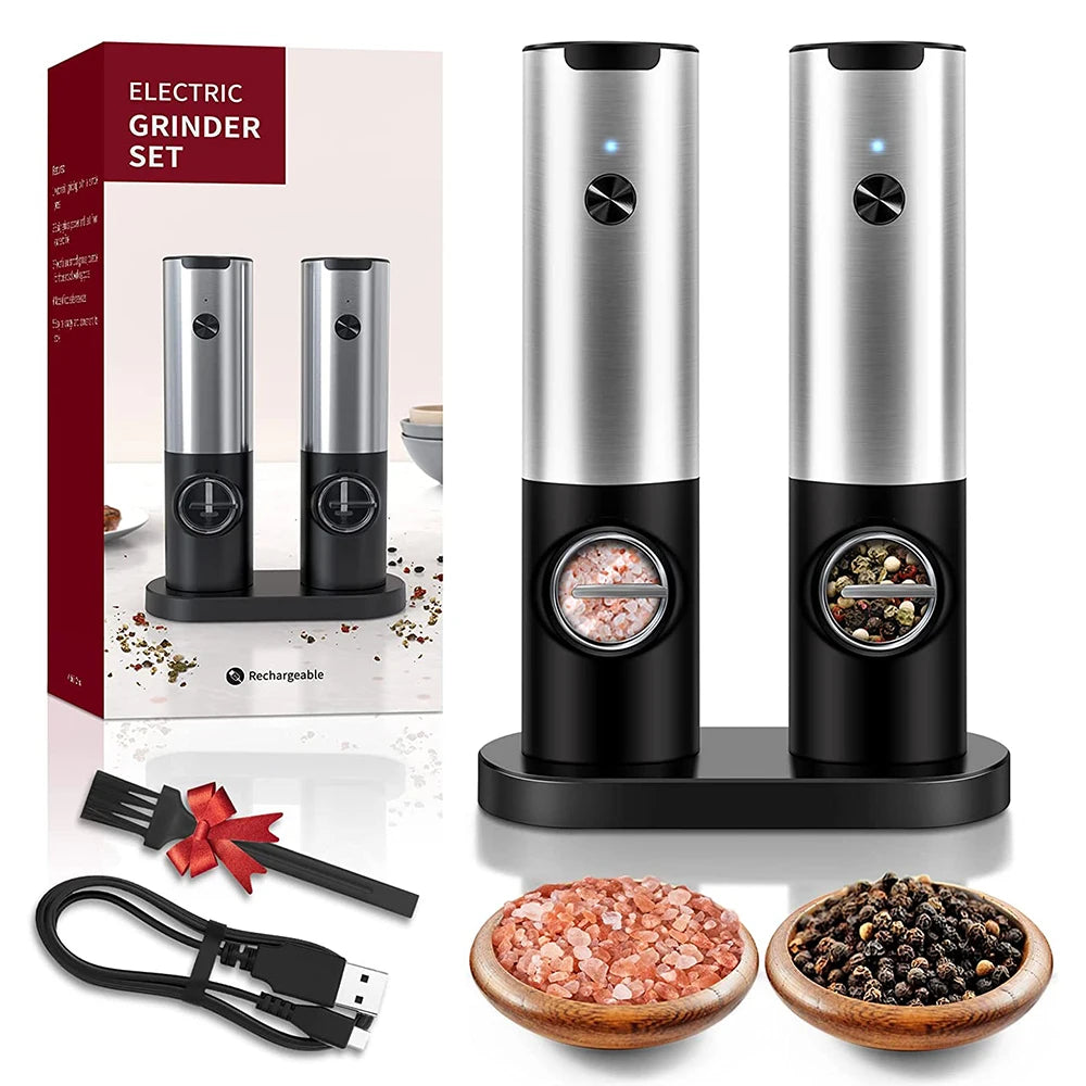 Usb Rechargeable Electric Salt And Pepper Grinder With Adjustable Coarseness Refillable Mill Battery Powered Kitchen Gadget