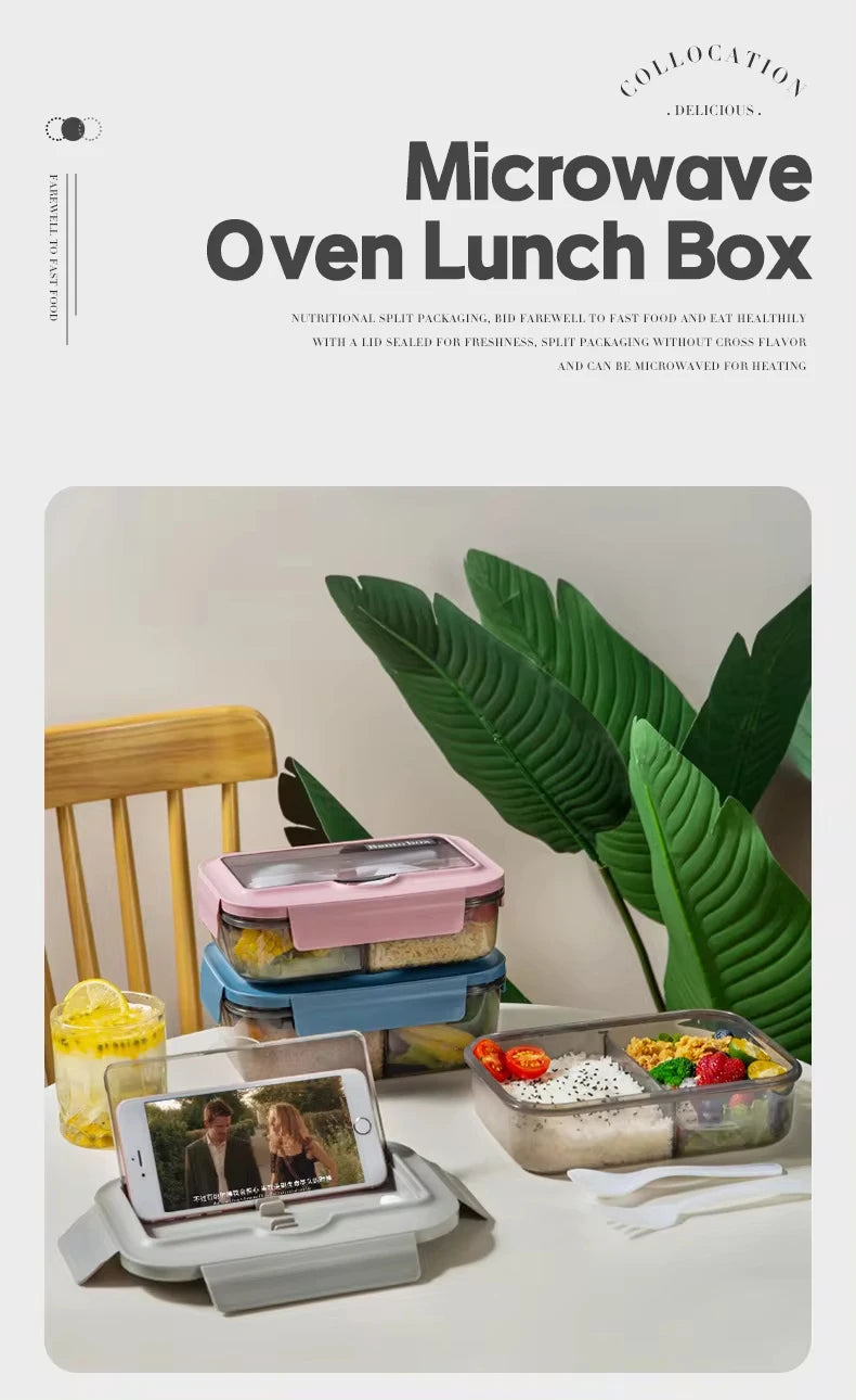 1pc Lunch Boxes, Tragbare Geteilte Lunchbox, Ins Nordic Style -Box, Getrennte Lunchbox