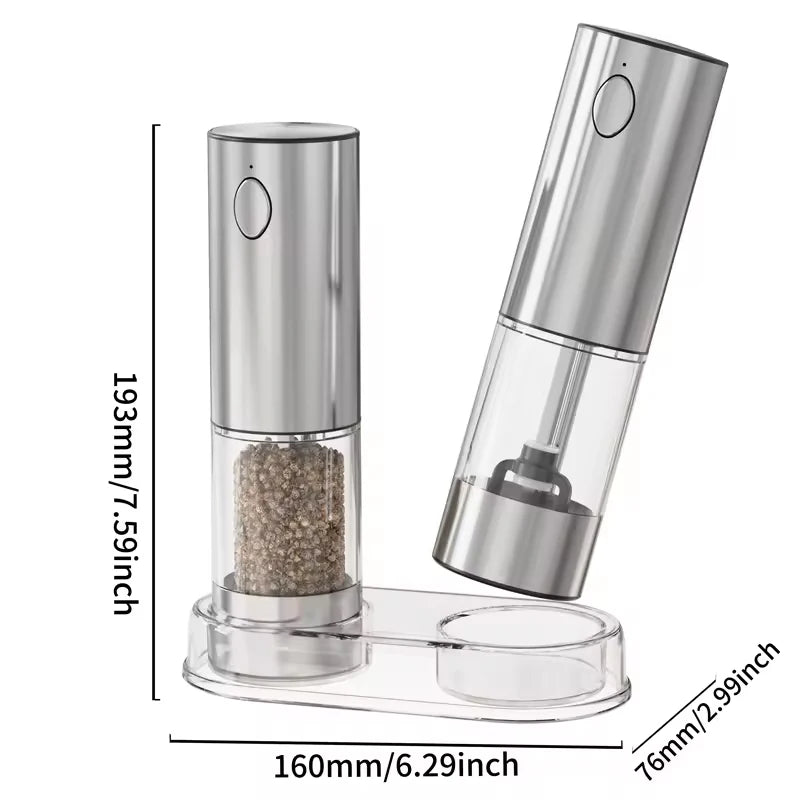 Automatic Pepper Grinder Salt And Pepper Grinder USB Rechargeable Adjustable Coarseness Spice Mill With LED Light Kitchen Tool
