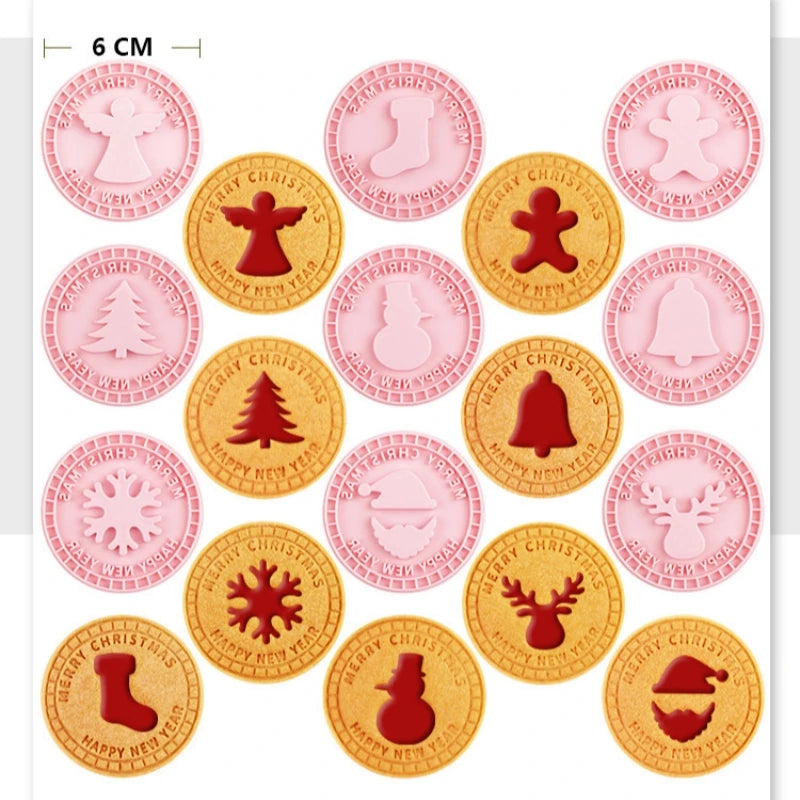 9Pcs 3D Christmas Cookie Cutters Biscuit Mold Santa Snowman Tree Elk Cookie Mould Stamp Xmas New Year Party Decor Baking Tools