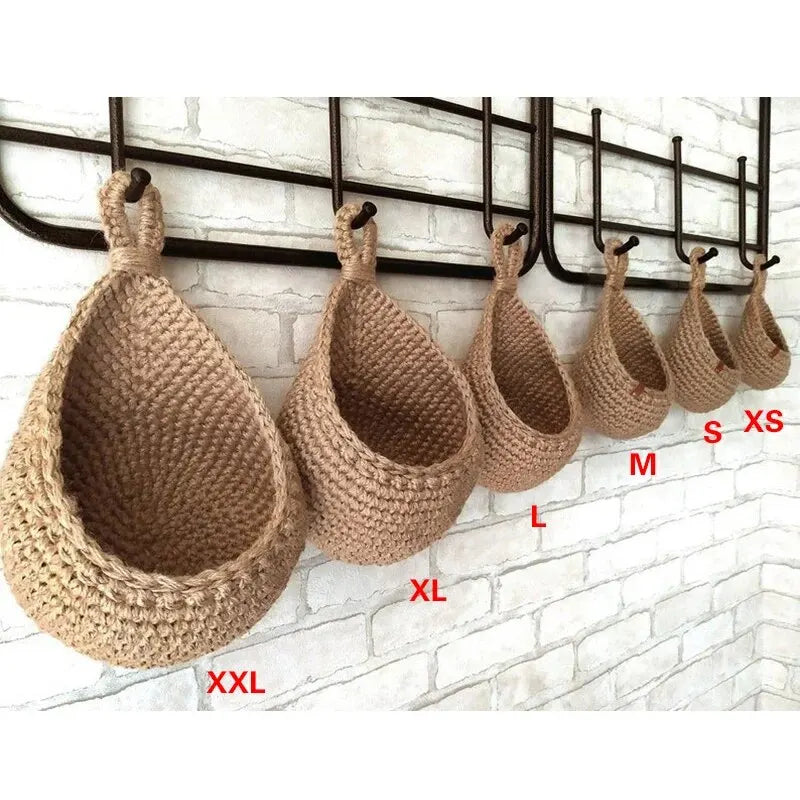 Wall-mounted Vegetable Basket Fruit and Sundry Basket Natural Wicker Weave Storage Basket Kitchen Storage Home Decoration