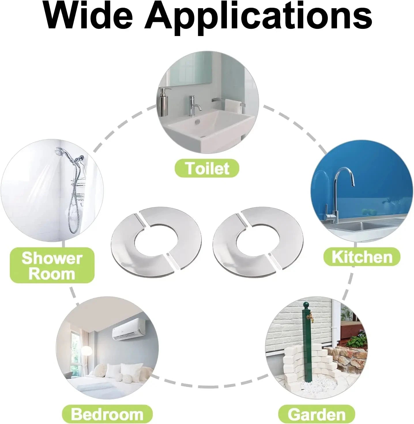 1PC Self-Adhesive Stainless Steel Faucet Decorative Cover Shower Chrome Finish Water Pipe Wall Covers Bathroom Accessories
