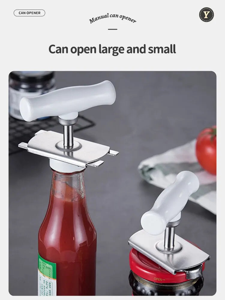 Stainless Steel Can Opener Labor-saving Unscrew Lid Multifunctional Opener Home Adjustable Rotating Bottle Opener Kitchen Tools