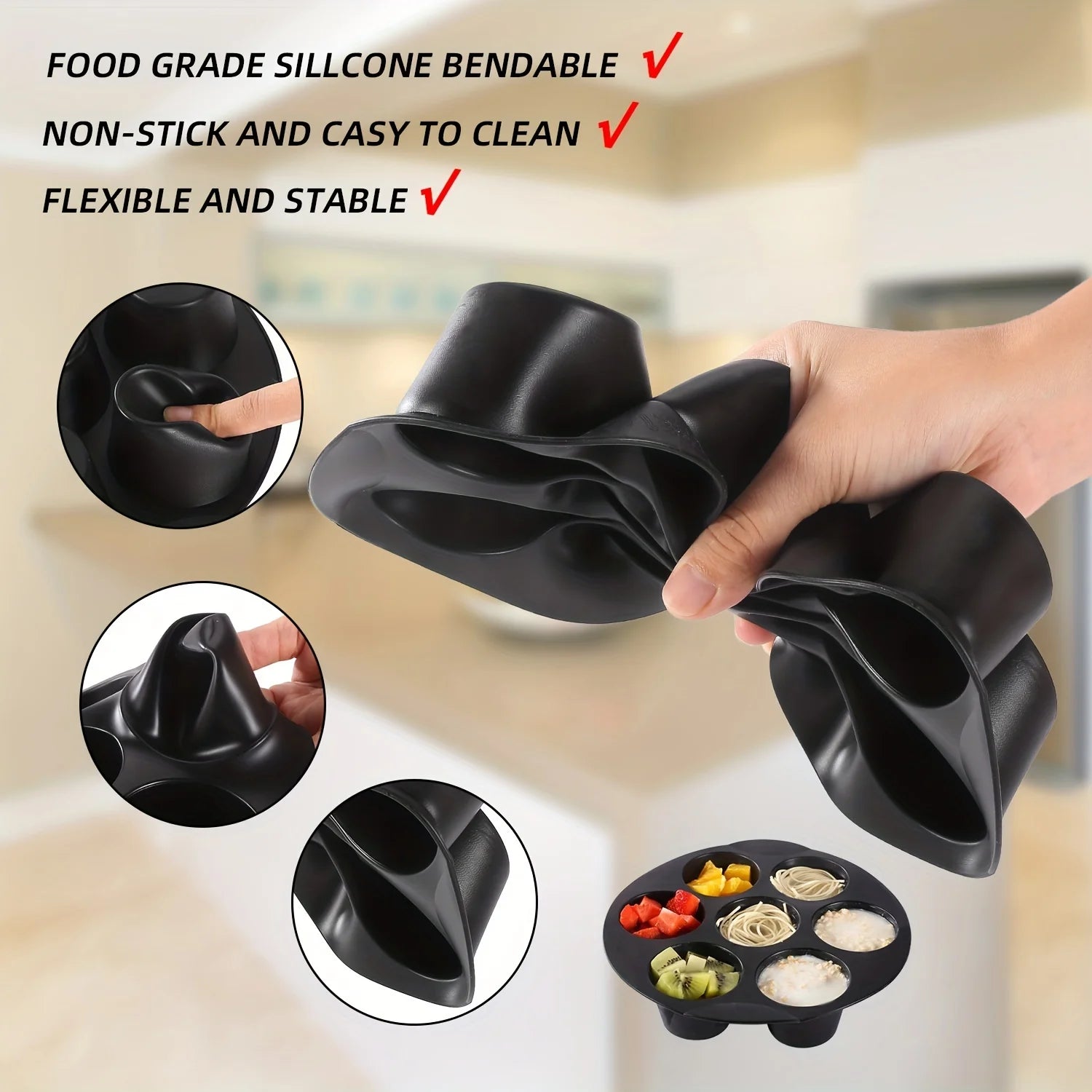 7 hole Silicone Cake Mold Airfryer Accessories Microwave Oven Baking Mold Food Grade Baking Cake Silicone Mold Baking Tools