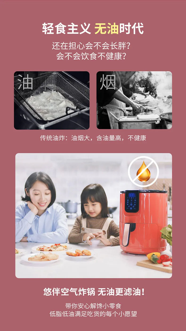 Europe Air Fryer Digital Electric Kit Oven Cooking Touchscreen Small Air Fryer Kitchen Thermomet Deep Fritadeira Cookware Parts