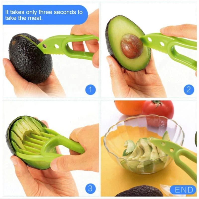 3 In 1 Multi-Function Avocado Peeler Pulp Separator Plastic Orange Kiwi Fruit Peeler Knife Cutter Household Kitchen Accessories