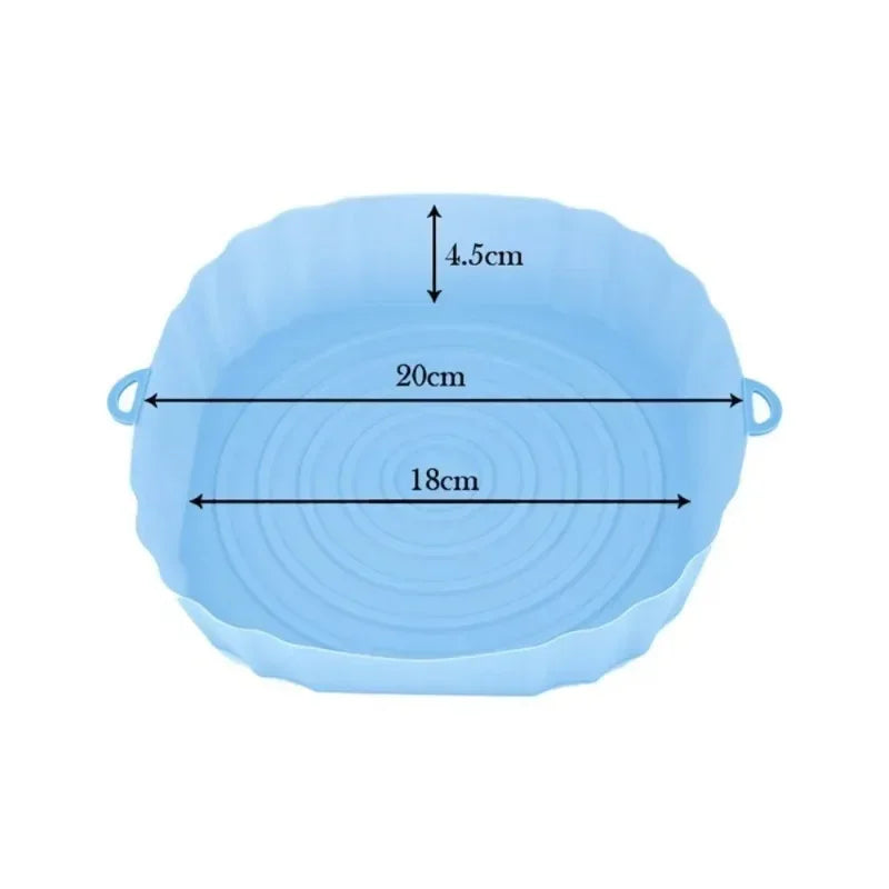 Silicone Air Fryer Pan Basket Reusable Airfryer Tray Oven Baking Silicone Liner Pot Mold for Pizza Fried Chicken BBQ Baking
