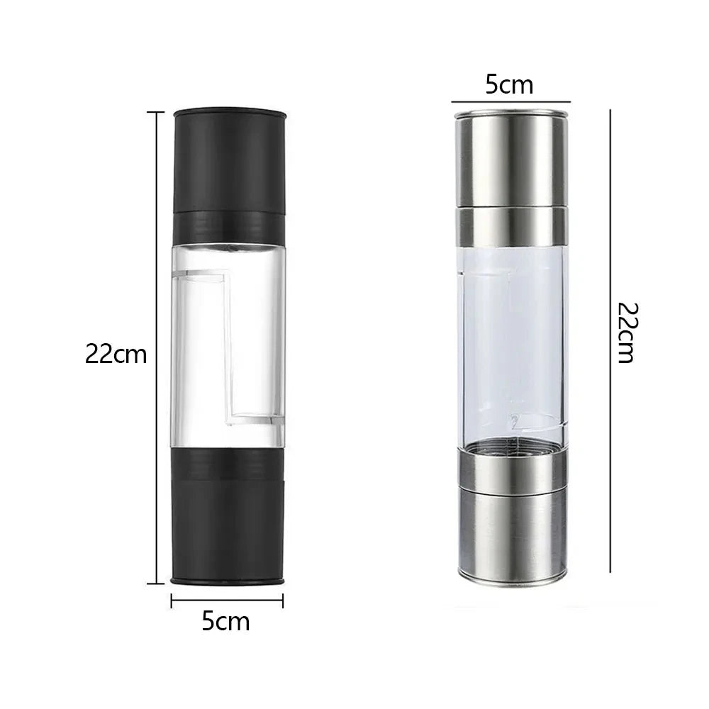 Salt and Pepper Grinder 2 in 1 Manual Stainless Steel Salt Pepper Mills with Adjustable Ceramic Grinding Spice Mill Kitchen Tool