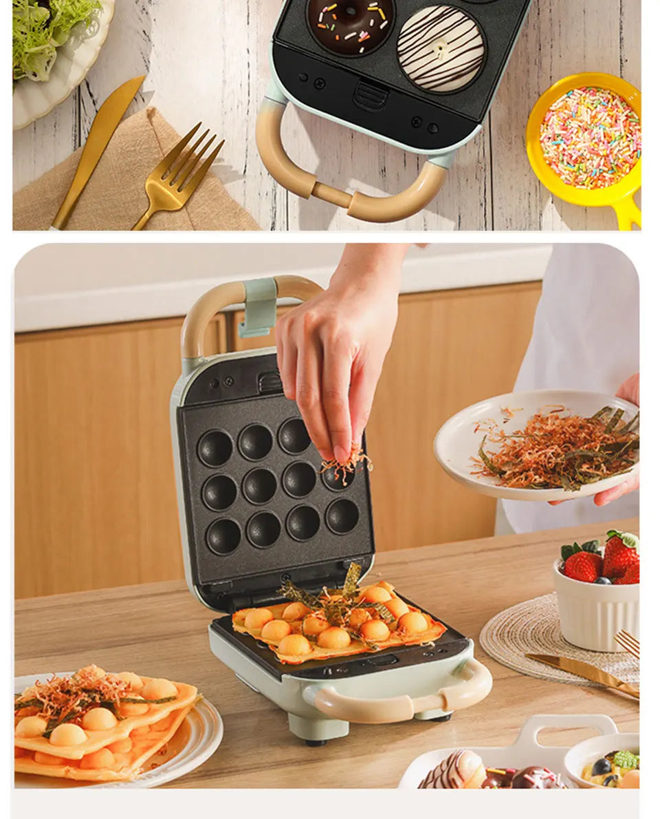 Mini Sandwich Machine Breakfast Maker Multi Cookers Toasters Electric Ovens Hot Plates Bread Pancake Waffle Donuts