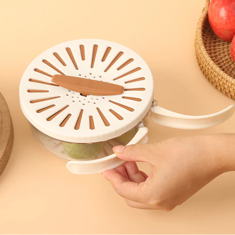 Fruit Washing Basket with Folding Handle Multifunction Vegetable Draining Bowl Plastic Kitchen Colander Home Fridge Seal Crisper