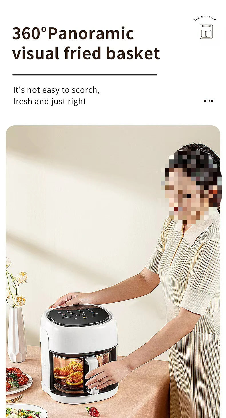 Large Capacity Stainless Steel Air Fryer 110v220v Multifunctional Intelligent 8L Visual Air Fryer