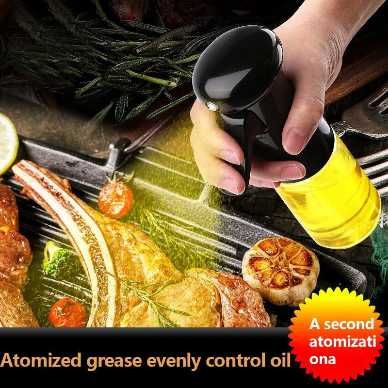 1pc Black/White Kitchen Oil Bottle Cooking Oil Spray 200ml Pneumatic Spray Bottle Fitness Barbecue Spray Oil Dispenser