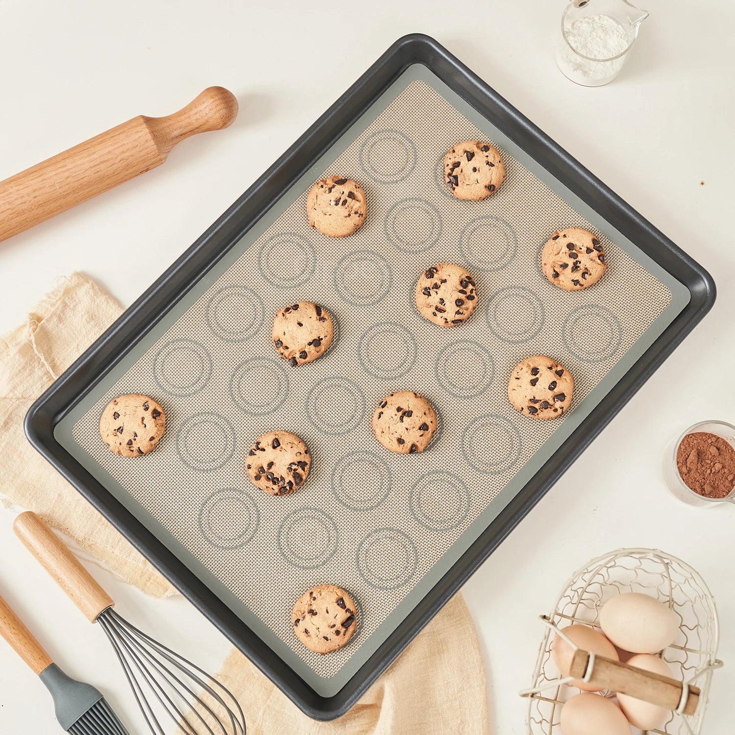 1PC Silicone Baking Mat for Oven, Reusable Non Stick Heat Resistant Bakeware Sheets Liner, Baking Tools for Cookie Macaron Bread