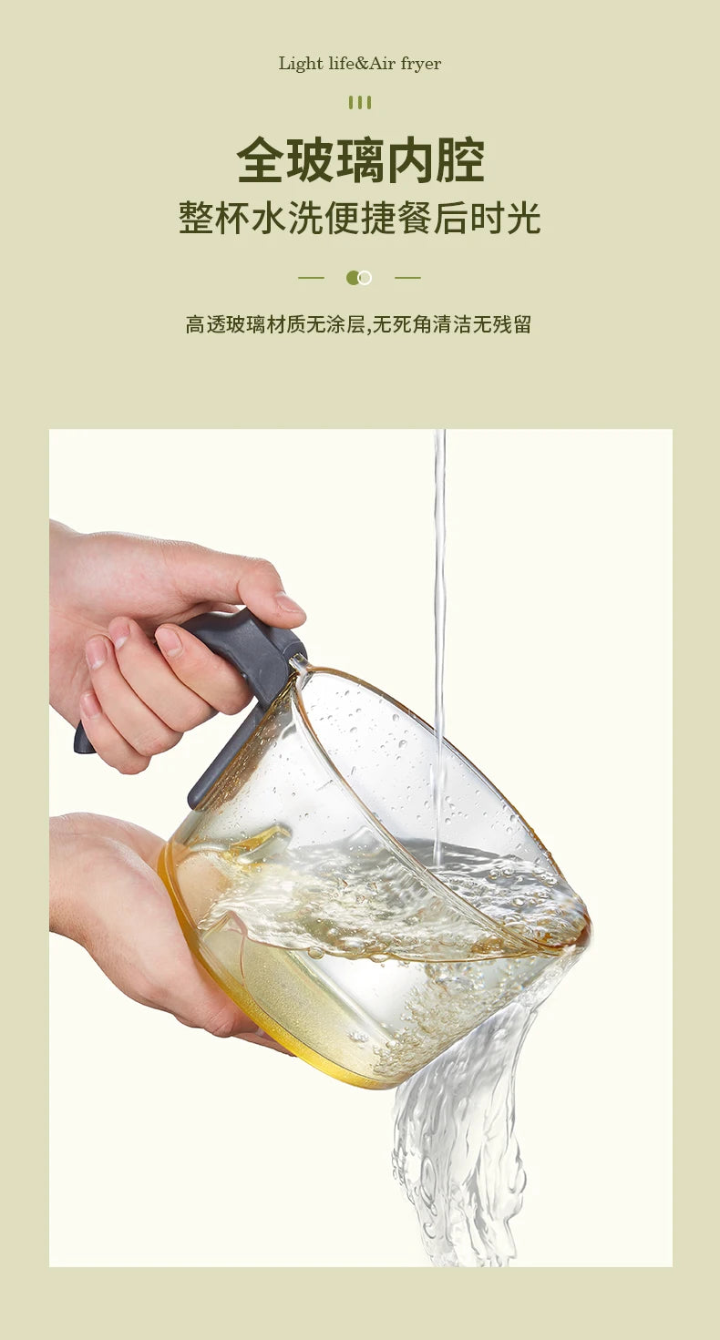 Small Glass Air Fryer Electric Kawaii Cooking Health 2l Mini Air Fryer Home Smart Fries Nonstick Friggitrice Ad Aria Kitchen Pot