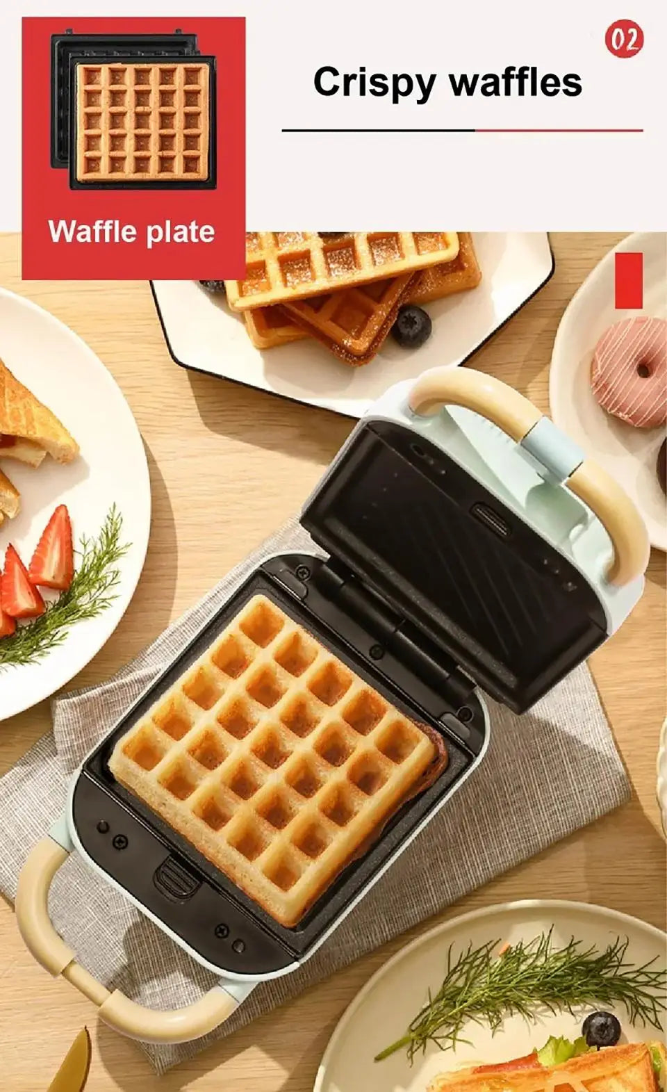 Electric Sandwich Maker Toaster Making Machine Breakfast Sandwiches Waffles Taiyaki Takoyaki Donuts Baking Pan Oven Molds