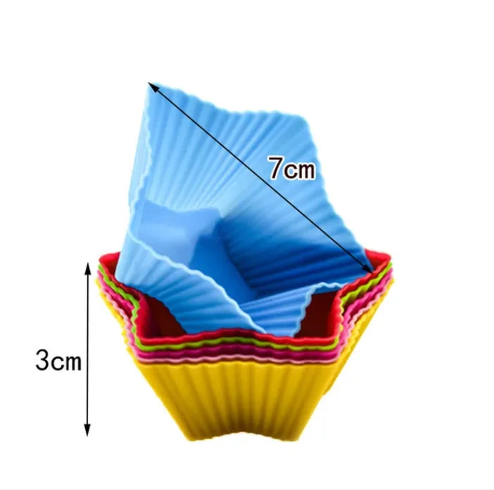6/12PCS Silicone Muffin Mold Round Muffin Cup Heart Cake Baking Mold Kitchen Cooking Supplies Cake Decorating Tools