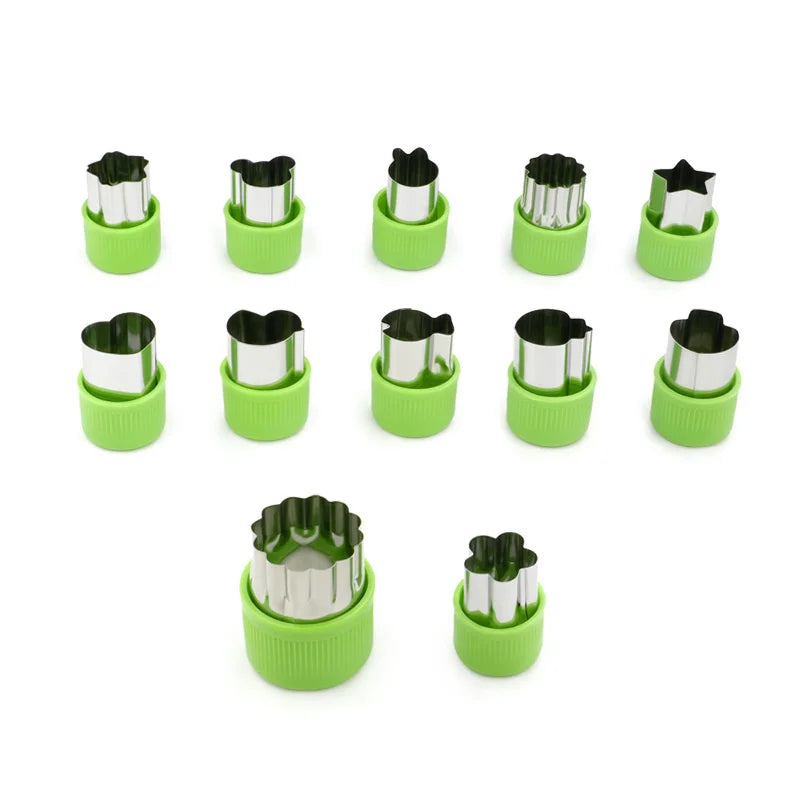 6/8/10Pcs Heart/Flower Shape Vegetables Cutter Plastic Handle Cookie Cutters Sandwiches Cutter Stainless Steel Fruit Cutting Die