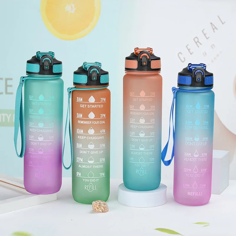Large Capacity Fashion Gradient Plastic Cup Outdoor Sports Kettle Portable Handle Male and Female Students Bounce Sippy Cup