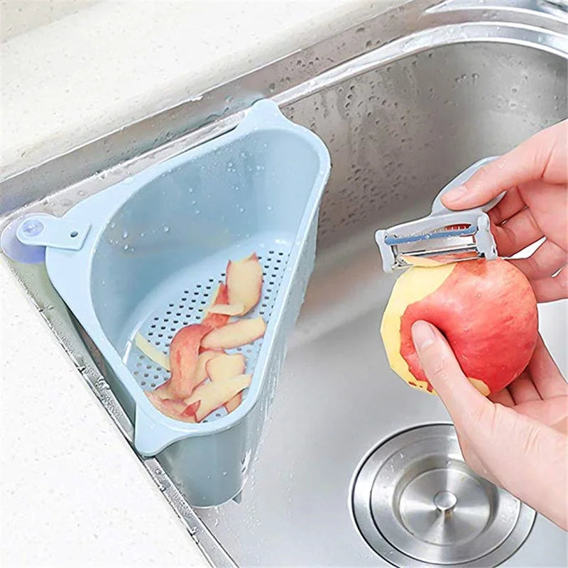Stainless Steel Kitchen Sink Drain Basket Kitchen Shelf Rack Drainier Triangle Food Vegetables Peel Egg Filter Storage Organizer