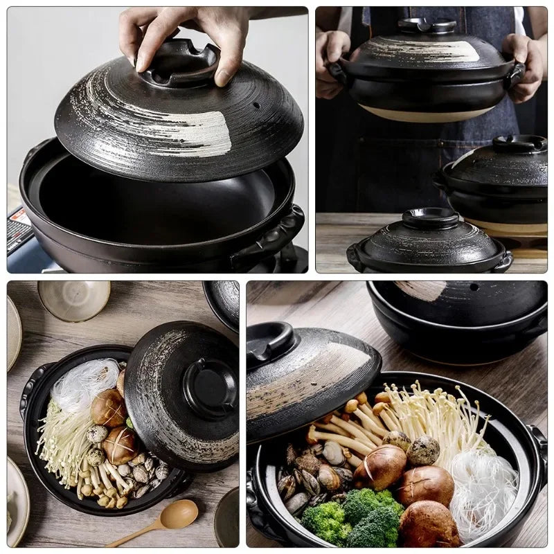 Pot Ceramic Clay Cooking Casserole Japanese Stew Soup Lid Earthenware Hot Pots Korean Stockpot Dish Pan Cookware Stock Chinese