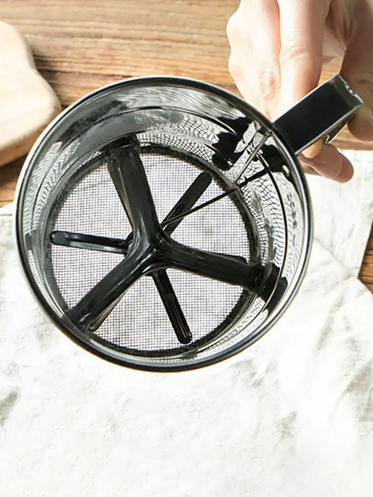 1pc Stainless Steel Flour Sifter For Baking, Powder Sugar Shaker With Hand Press Design, Fine Mesh Flour Sifter Sieve