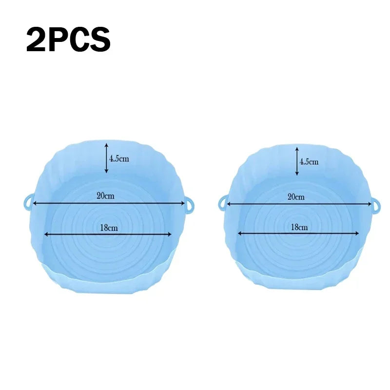 Silicone Air Fryer Pan Basket Reusable Airfryer Tray Oven Baking Silicone Liner Pot Mold for Pizza Fried Chicken BBQ Baking