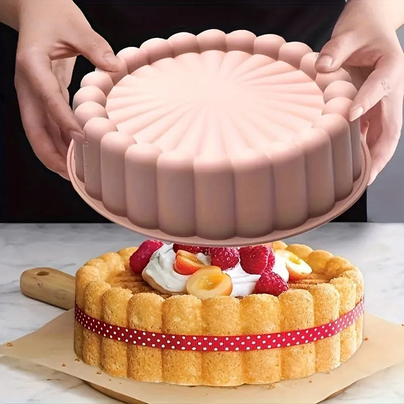 1 circular sunflower silicone cake mold, non stick flexible baking tray, used for desserts and chocolate pastries, baking tool