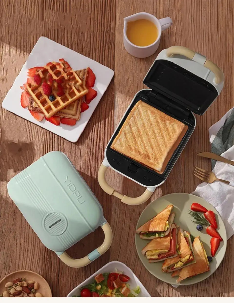 Electric Sandwich Maker Toaster Making Machine Breakfast Sandwiches Waffles Taiyaki Takoyaki Donuts Baking Pan Oven Molds