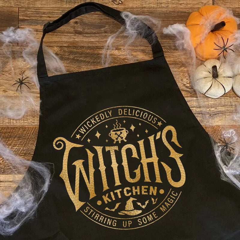 Witch's Kitchen Stirring Up Some Magic apron Rustic Farmhouse happy Halloween eve party dinner BBQ Decoration mom wife gift