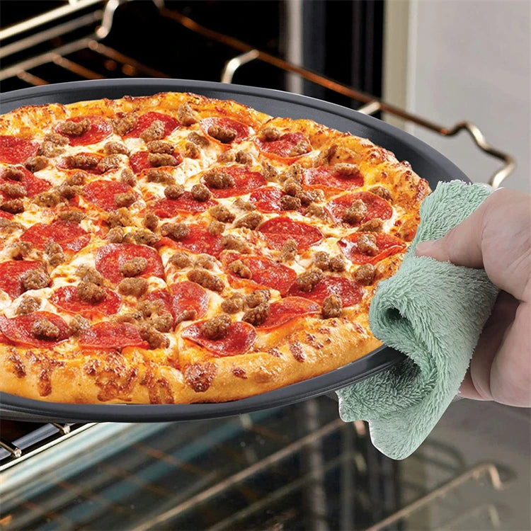 LMETJMA Pizza Pan With Holes Carbon Steel Perforated Non-Stick Pizza Tray for Oven Pizza Crisper Pan Dishwasher Safe JT139