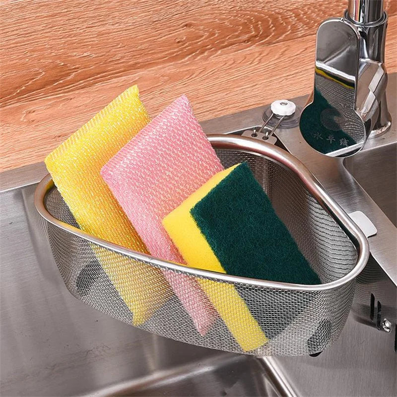 Stainless Steel Kitchen Sink Drain Basket Kitchen Shelf Rack Drainier Triangle Food Vegetables Peel Egg Filter Storage Organizer
