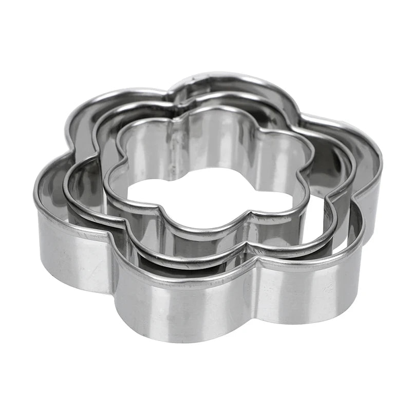 3pcs Cookie Cutters Flower Heart Circle Star Baking Mould Stainless Steel DIY Baking Mold Biscuit Cookie Cutter Fruit Egg Mould