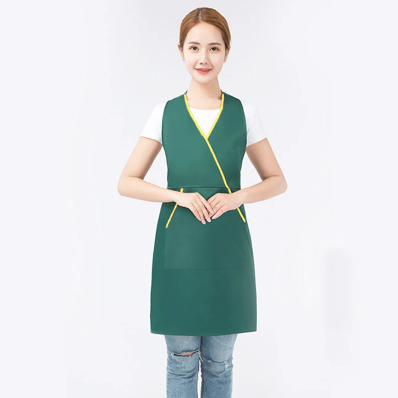 Unisex Cooking Apron Hotel Cafe Milk Tea Shop Work Apron Chef Waiter Barbecue Hairdresser Pocket Apron Kitchen Supplies