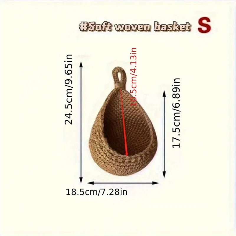 Wall-mounted Vegetable Basket Fruit and Sundry Basket Natural Wicker Weave Storage Basket Kitchen Storage Home Decoration
