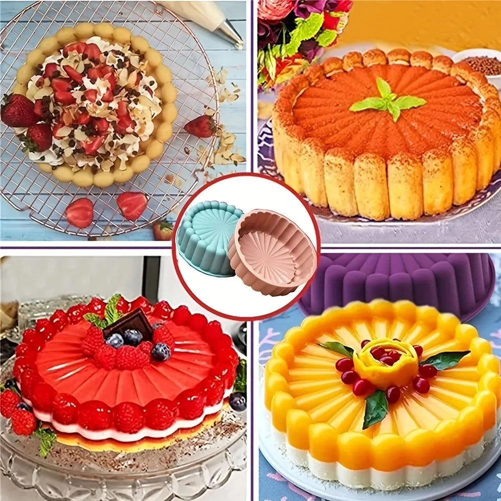 Round Silicone Charlotte Cake Pan Strawberry Shortcake Baking Pan Cakes Pan Sponge Flan Mold For Kitchen Bakingt Tools
