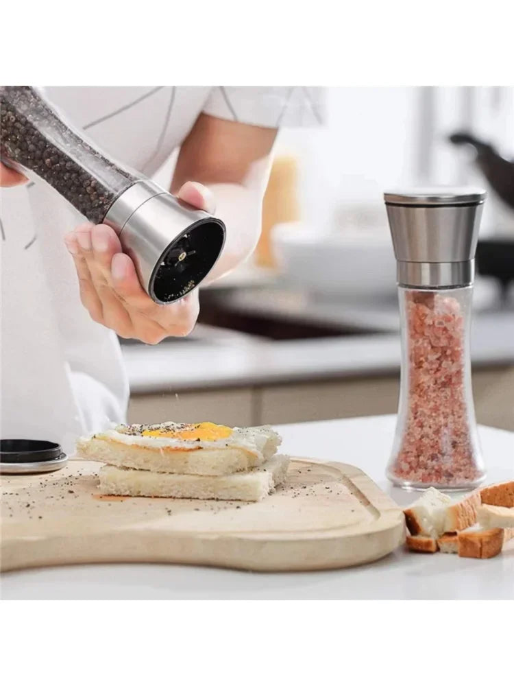 180/200ML Pepper Grinder Stainless Steel Glass Spice Bottle Salt Pepper Mill Manual Spice Grinder Mill Household Kitchen Gadgets