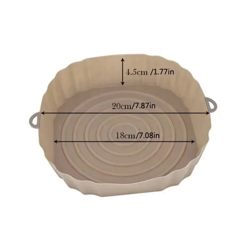 Silicone Air Fryer Pan Basket Reusable Airfryer Tray Oven Baking Silicone Liner Pot Mold for Pizza Fried Chicken BBQ Baking