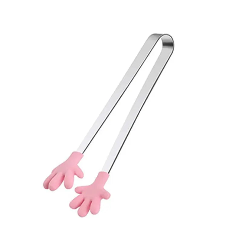 Silicone Mini Tongs 5.5 Inch Colourful Hand Shape Small Food Tongs for Serving Ice Cubes Fruits Sugar Snacks