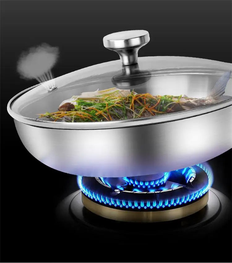24CM Frying Pan 304 Stainless Steel 2MM Thick Wok Pan 5 Ply Steel Skillet,Professional Grade Pans for Cooking Cooking Pot