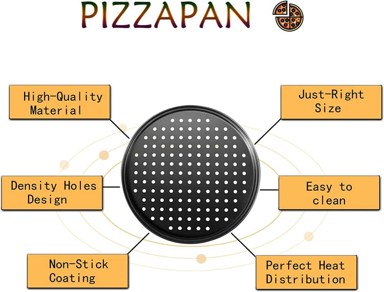 LMETJMA Pizza Pan With Holes Carbon Steel Perforated Non-Stick Pizza Tray for Oven Pizza Crisper Pan Dishwasher Safe JT139