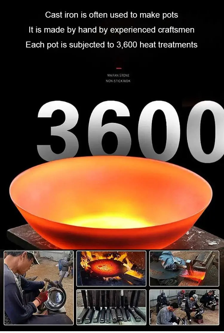 Cast Iron Pot Uncoated And Non Stick wok Casserole kitchen cooking pot cast iron skillet Cookware wok pan fry pan Dropshipping