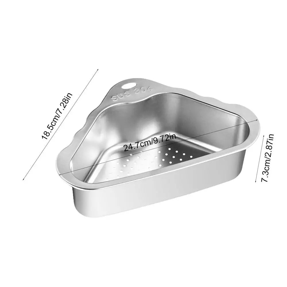 Kitchen Triangular Sink Filter Triangle Design Storage Rack For Kitchen Sink Basket For Sink Food Strainer Stainless Steel For