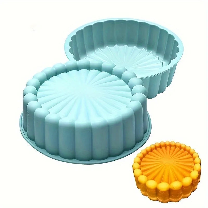 1 circular sunflower silicone cake mold, non stick flexible baking tray, used for desserts and chocolate pastries, baking tool