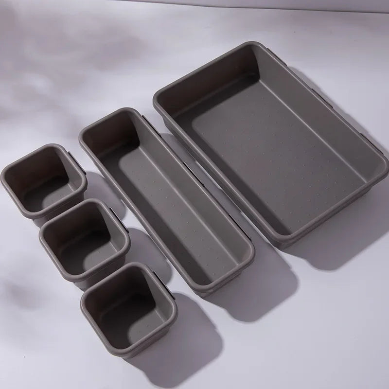8pcs/set Adjustable Drawer Organizer Box Trays Make Up Cosmetics Sundries Divider Holder Kitchen Bathroom Closet Jewellery Box