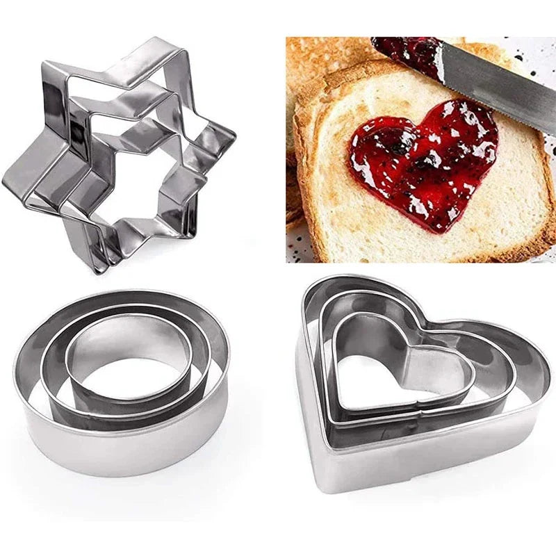4 Styles Baking Mold Biscuit Cookie Cutter Flower Heart Circle Star Baking Mould Stainless Steel Fruit Egg Mould Cookie Cutters