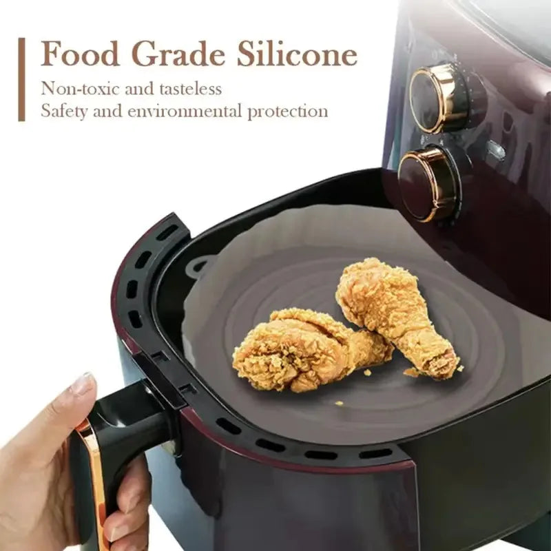 Silicone Air Fryer Pan Basket Reusable Airfryer Tray Oven Baking Silicone Liner Pot Mold for Pizza Fried Chicken BBQ Baking