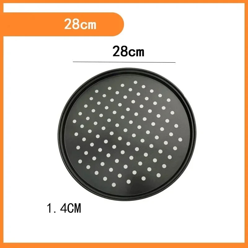 Baking Tray Carbon Steel Pizza Tray with Holes (non-stick) Baking Tray with Holes Cooking Tray Dish Rack Baking Tools