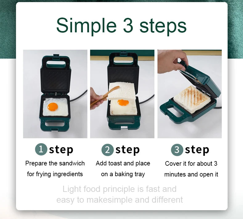 DMWD Bread Sandwich Maker Mini Light Food Waffle Muffin Breakfast Machine Egg Omelette Pan Pressure Toaster Grill Panini Oven